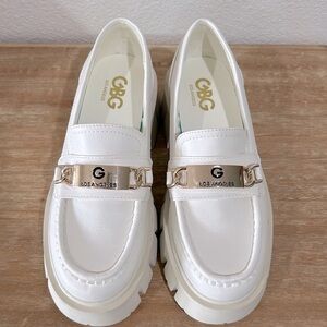 GBG Los Angeles White Platform Slip On Chunky Loafers Size 5 1/2